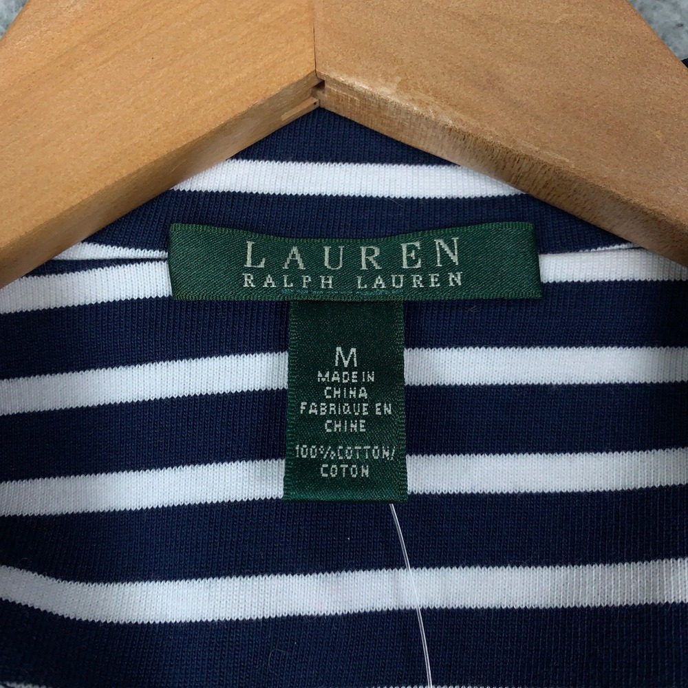 Lauren Ralph Lauren Striped Knit Blazer Womens Medium Navy White Coastal Preppy - Picture 5 of 14